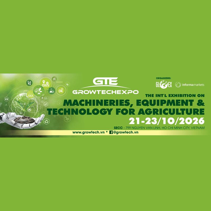 The GROWTECH Vietnam Expo 2026 will be held from October 21–23, 2026 at the Saigon Exhibition & Convention Center (SECC), Ho Chi Minh City. It is Vietnam’s most comprehensive international exhibition on agricultural machinery, gardening, horticulture, and floristics.