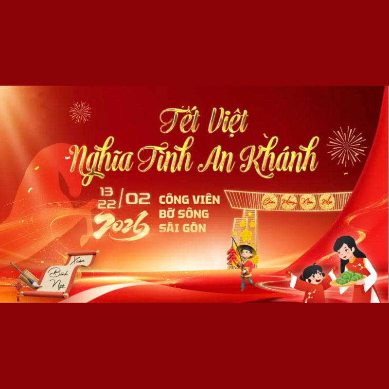 The Vietnamese Tet – Nghĩa Tình An Khánh 2026 festival will take place from February 13–22, 2026 at Saigon Riverside Park, Ho Chi Minh City. With the theme “Nghĩa Tình An Khánh” (Affectionate Gratitude), the event emphasizes ancestral respect and community bonding.