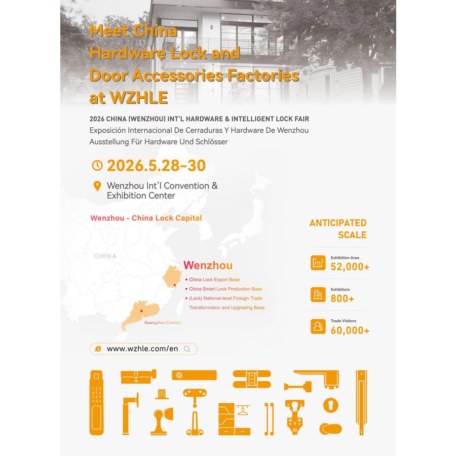 The 2026 China (Wenzhou) International Hardware & Intelligent Lock Fair opens this May in Wenzhou, China’s national hub for lock and hardware manufacturing. UFI-certified and globally recognized, the event spans 50,000 sqm with 700+ exhibitors and 50,000+ attendees from over 30 countries.