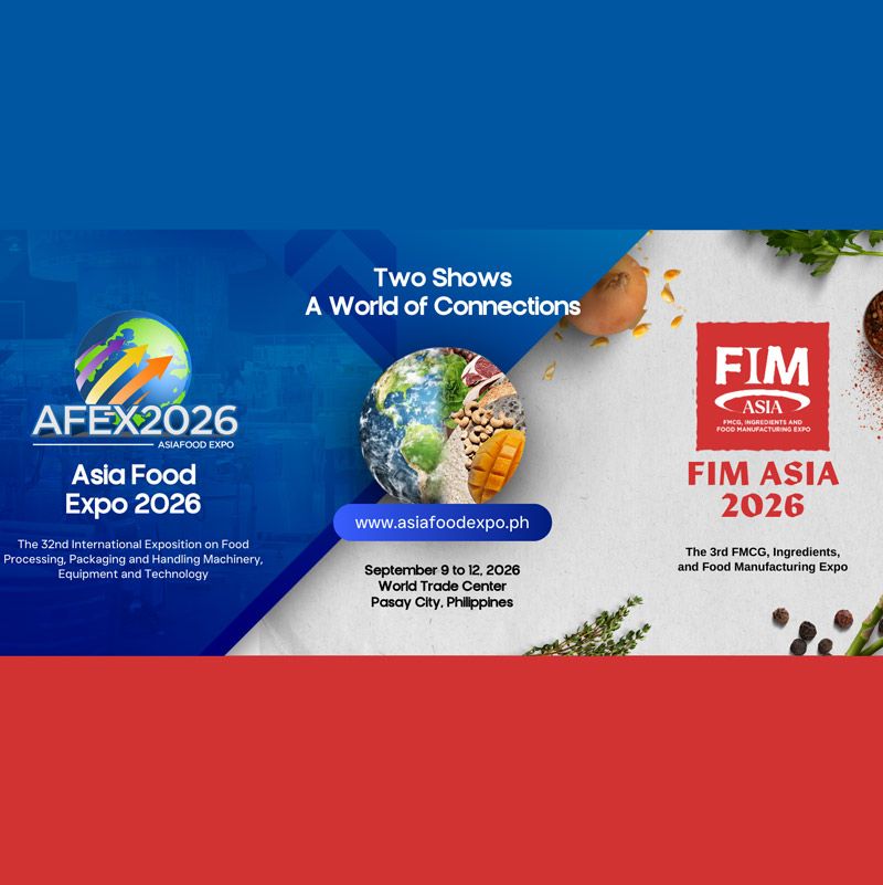 The Asia Food Expo (AFEX) Philippines 2026, the 32nd edition, will be held from September 9–12, 2026 at the World Trade Center Metro Manila. It is the country’s largest international trade fair for food and beverage industries, showcasing processing, packaging, machinery, raw materials, ingredients, and manufacturing technologies. The event will feature exhibitors from both local and international markets, alongside seminars, workshops, and business networking programs. A major highlight is the launch of FIM Asia, a concurrent exposition dedicated to FMCG products, ingredients, and food manufacturing solutions.