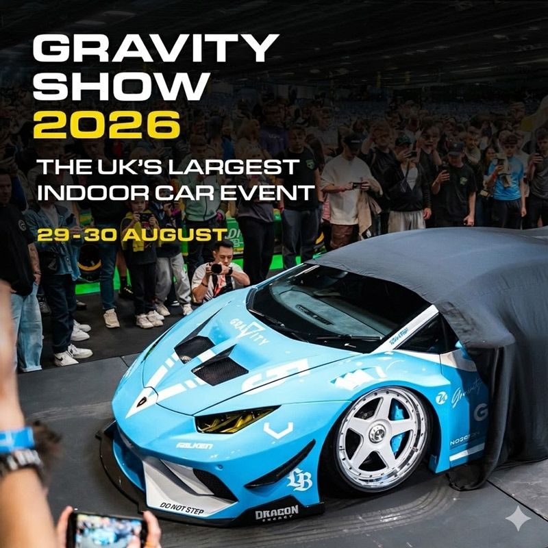 The Gravity Show 2026 will take place on August 29–30, 2026 at the NEC Birmingham, UK, celebrating its 10th anniversary. It is one of Europe’s largest automotive lifestyle festivals, featuring 1,000+ show cars, 200+ exhibitors, and six indoor halls.