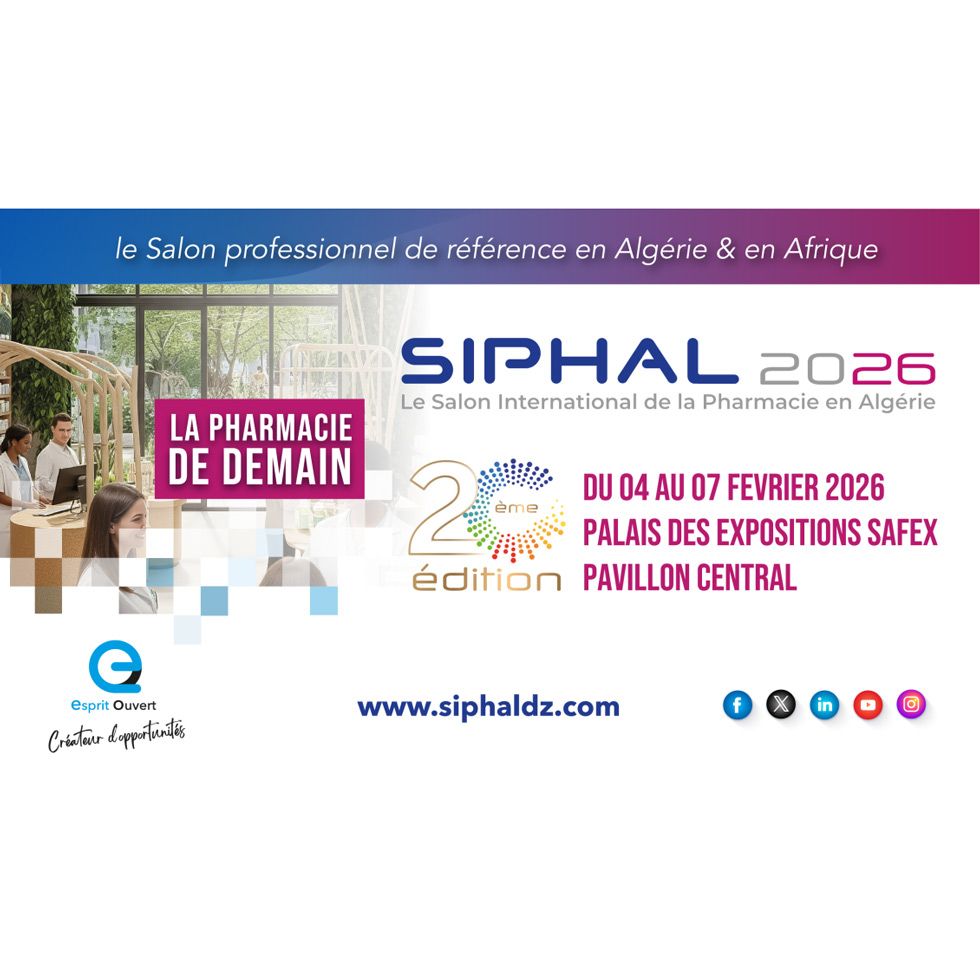 SIPHAL 2026 หรือ Salon International de la Pharmacie en Algérie งานมหกรรมเภสัชกรรมระดับนานาชาติ ครั้งที่ 20 จัดขึ้นระหว่างวันที่ 4–7 กุมภาพันธ์ 2569 ณ Palais des Expositions – SAFEX Pavillon Central