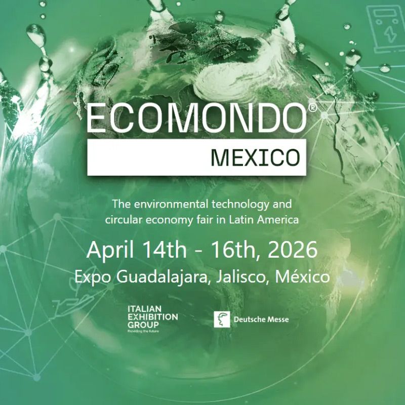 งาน ECOMONDO Mexico 2026 จะจัดขึ้นระหว่างวันที่ 14–16 เมษายน 2569 ที่ Expo Guadalajara, Jalisco โดยเป็นงานแสดงสินค้าระดับนานาชาติที่มุ่งเน้น เทคโนโลยีสิ่งแวดล้อมและเศรษฐกิจหมุนเวียน (Circular Economy)  ภายในงานมีการจัดแสดงและนำเสนอหัวข้อหลัก ได้แก่