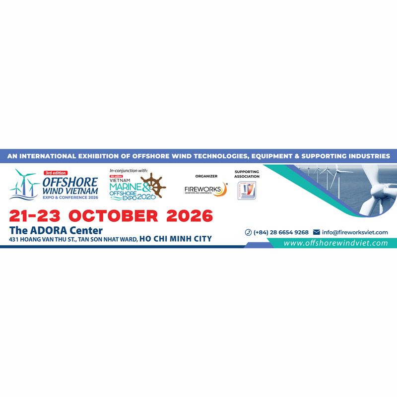 Offshore Wind Vietnam Expo & Conference 2026 จะจัดขึ้นวันที่ 21–23 ตุลาคม 2026 ณ The ADORA Center, โฮจิมินห์ซิตี้ ประเทศเวียดนาม โดยเป็นงานแสดงเทคโนโลยีและอุปกรณ์ด้านพลังงานลมนอกชายฝั่งระดับนานาชาติครั้งที่ 3 จัดร่วมกับ Vietnam Marine & Offshore Expo 2026 มีทั้งนิทรรศการ การประชุม และกิจกรรมสร้างเครือข่ายแบบครบวงจร  ภาษาไทย