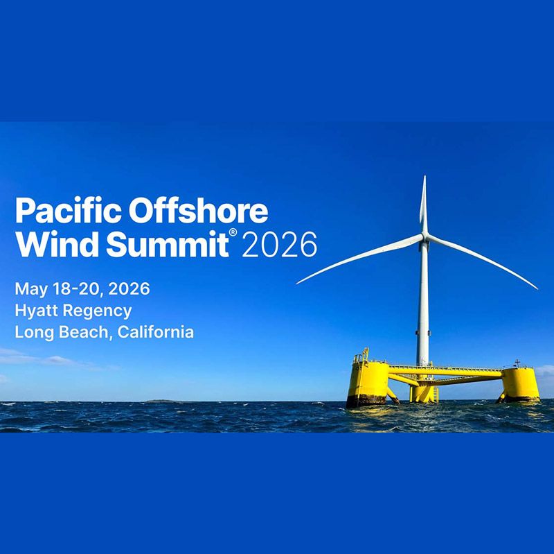 งาน Pacific Offshore Wind Summit 2026 จะจัดขึ้นระหว่างวันที่ 18–20 พฤษภาคม 2026 ที่ Hyatt Regency Long Beach, California โดยมีการจัดงานโดย Offshore Wind California (OWC) ร่วมกับพันธมิตรภาครัฐและเอกชน จุดมุ่งหมายคือการผลักดันให้ California บรรลุเป้าหมายการผลิตไฟฟ้าจากพลังงานลมนอกชายฝั่ง 5 GW ภายในปี 2030 และ 25 GW ภายในปี 2045