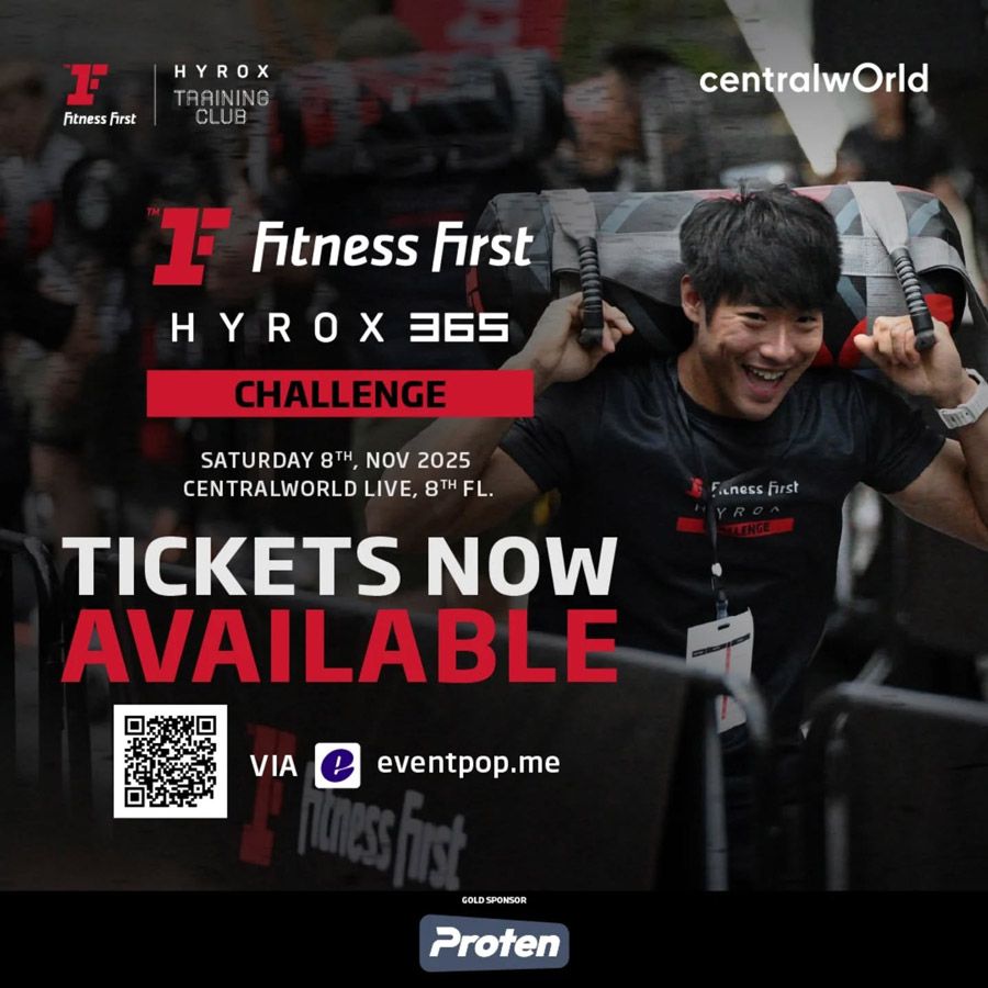 Fitness First X HYROX365 Challenge is a performance-based fitness event designed to test strength, endurance, and functional movement. Held at centralwOrld Live Hall in Bangkok