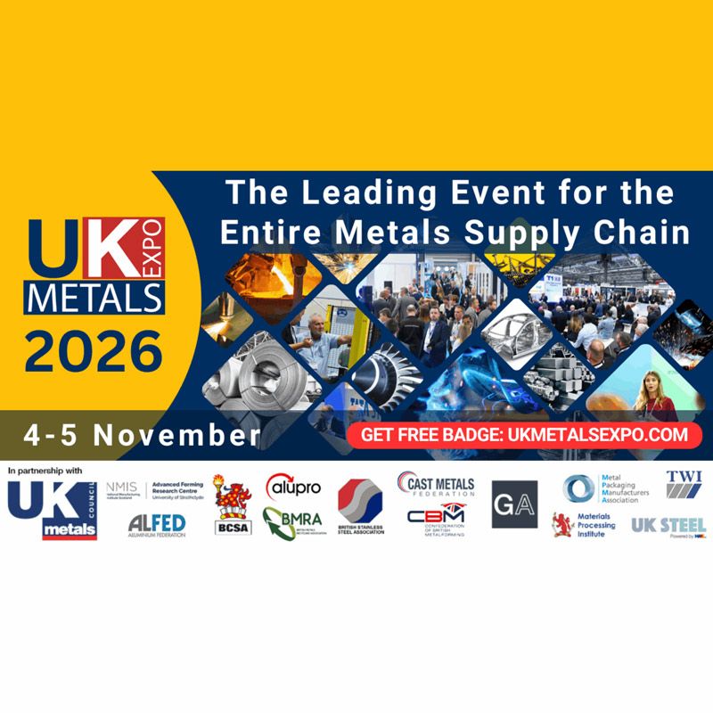 The UK Metals Expo 2026 will take place on November 4–5, 2026 at the NEC Birmingham. It is the only event that brings together the entire metals supply chain with engineering, manufacturing, and construction sectors. Exhibitors will showcase solutions across metal production, processing, fabrication, CNC machinery, coatings, and recycling.