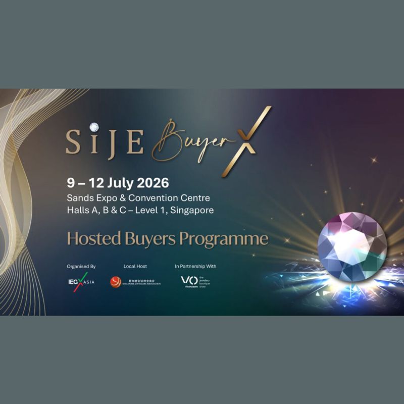 The Singapore International Jewelry Expo (SIJE) 2026 will take place from July 9–12, 2026 at the Sands Expo & Convention Centre, Halls A–C, Level 1, Marina Bay Sands, Singapore. Organized by IEG Asia Pte. Ltd. and Conference & Exhibition Management Services Pte Ltd., SIJE is recognized as a premier platform for fine jewelry, gemstones, pearls, luxury watches, and investment metals.