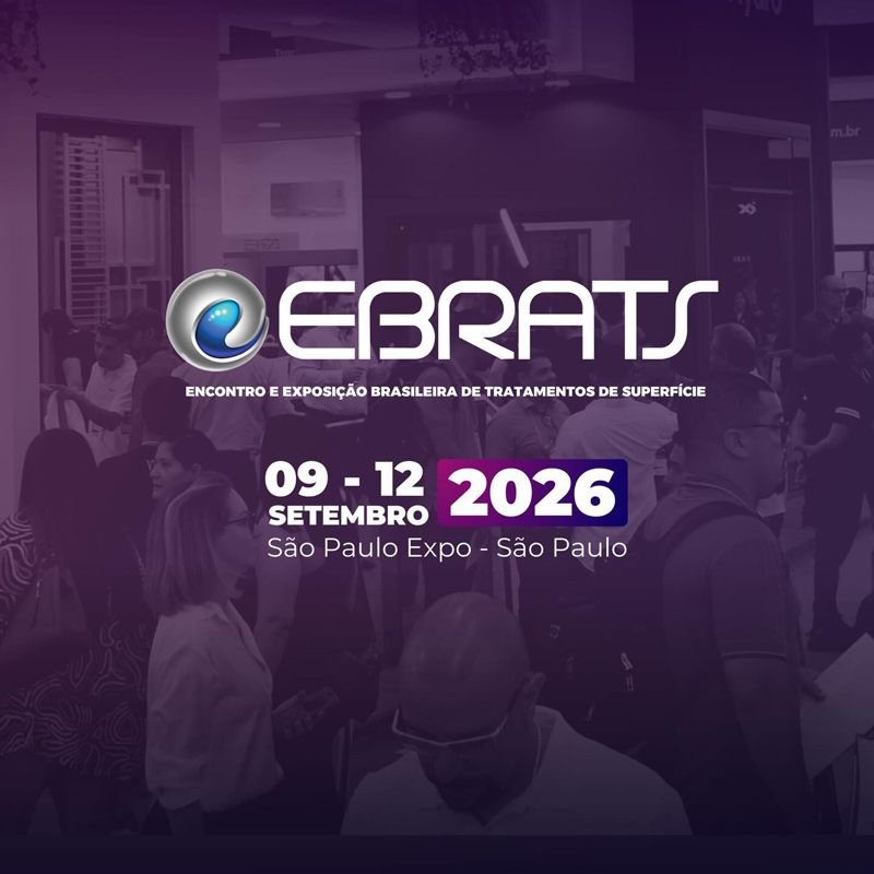 The EBRATS 2026 will take place from September 9–12, 2026 at the São Paulo Expo Exhibition & Convention Center, Brazil. It is the largest Latin American forum for surface treatment technologies, organized biennially by ABTS in partnership with Fiera Milano Brasil. The event attracts thousands of professionals from chemistry, engineering, materials science, and industrial design.