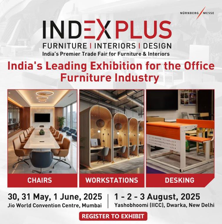 INDEXPLUS Mumbai 2025 is a premier trade fair for Furniture, Interiors & Design. It is held annually in Mumbai and Delhi, for over 35+ years and is the country’s largest focused commercial platform on interiors, 