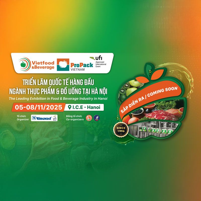 VIETFOOD & BEVERAGE – PROPACK Hanoi 2025 เป็นงานแสดงสินค้าและเทคโนโลยีด้านอาหาร เครื่องดื่ม และระบบบรรจุภัณฑ์ที่ใหญ่ที่สุดในภาคเหนือของประเทศเวียดนาม จัดขึ้นระหว่างวันที่ 5–8 พฤศจิกายน 2025 ณ Hanoi International Exhibition Center (ICE) ถนน Tran Hung Dao