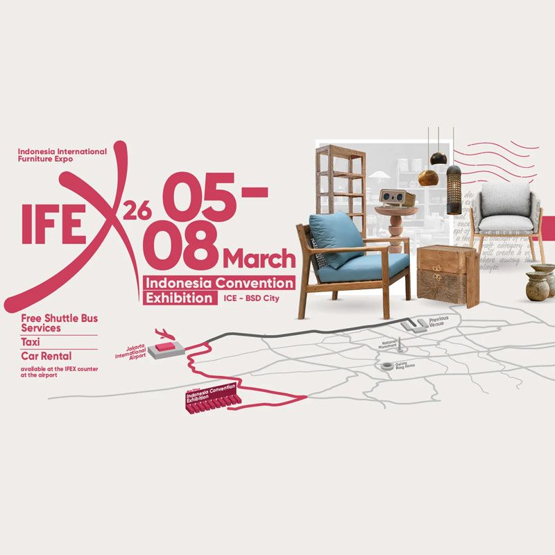 IFEX Exhibition 2026 will be held from 5–8 March 2026 at the Indonesia Convention Exhibition (ICE) BSD City, Tangerang. Organized by Dyandra Promosindo and HIMKI, it is Southeast Asia’s largest international furniture and craft trade show, covering over 85,000 sqm across 11 halls.