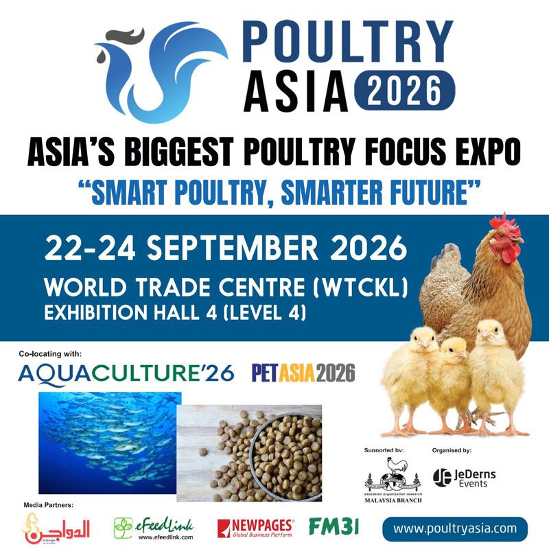 Poultry Asia Expo 2026 will be held from 22–24 September 2026 at World Trade Centre Kuala Lumpur (WTCKL), Malaysia, under the theme “Smart Poultry, Smarter Future.” It is Asia’s leading exhibition and conference for the poultry value chain, featuring 150+ exhibitors and attracting 10,000+ trade visitors from across the globe.