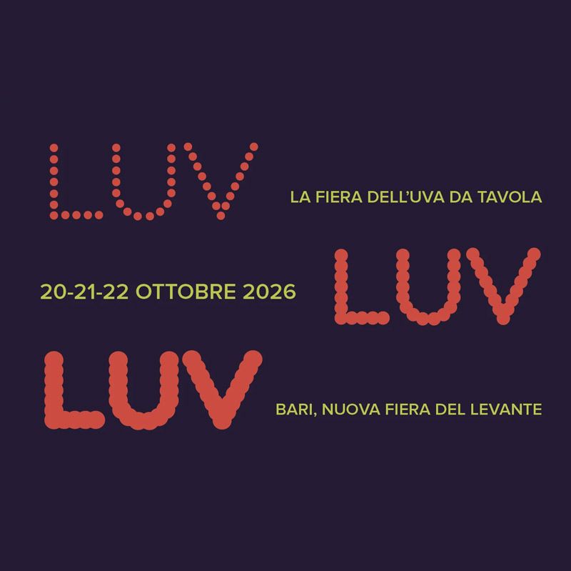 The LUV – Table Grape Fair 2026 will be held October 20–22, 2026 at the Nuova Fiera del Levante, Bari, Italy. After its successful debut in 2024, the second edition consolidates LUV as Europe’s only trade fair entirely dedicated to the table grape supply chain.