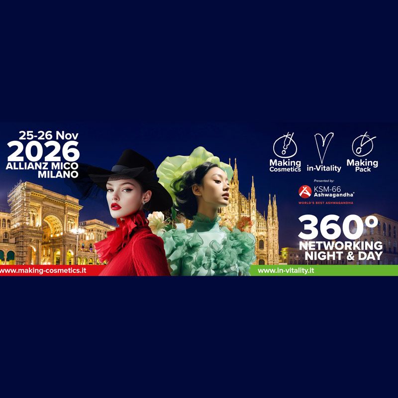The Making Cosmetics Italy 2026 will be held on November 25, 2026 at Allianz MiCo, Milan. It is the annual B2B event where raw material know-how meets formulation science, positioning Italy as a European leader in cosmetic innovation