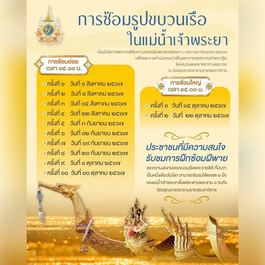 การซ้อมย่อย และการซ้อมใหญ่ ขบวนพยุหยาตราทางชลมารค